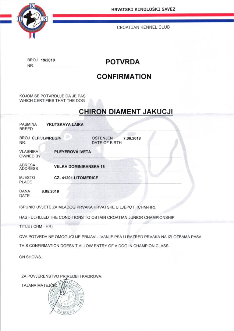 Chorvatský Junior Šampion