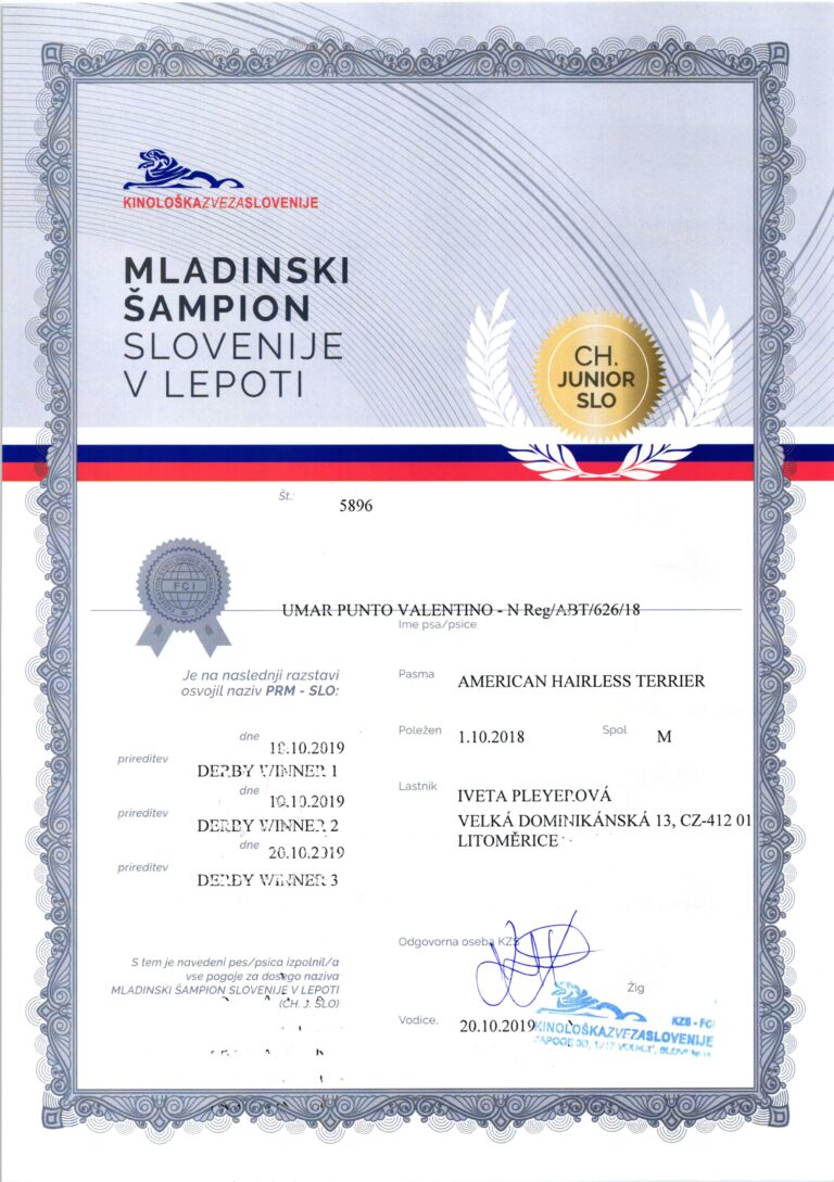 UMAR Slovinský Junior Šampion