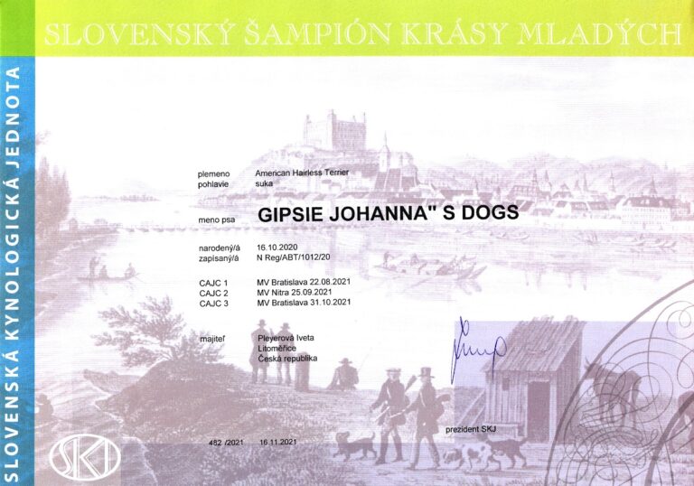 3. Gipsie Slovenský Junior šampion