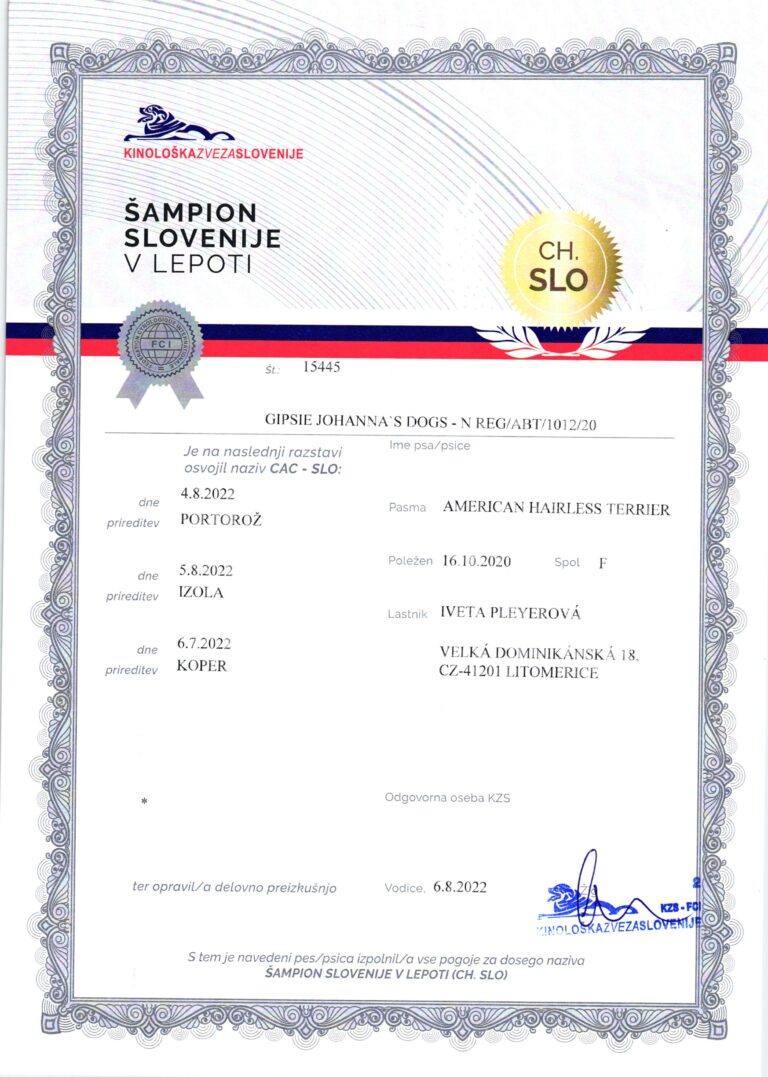 9. Gipsie Slovinský Šampion